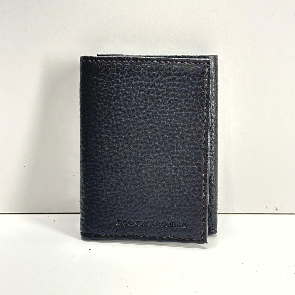 Dooney & Bourke WPEBA0189 Trifold Wallet Men Black Nero Pebbled Leather NWT NEW
